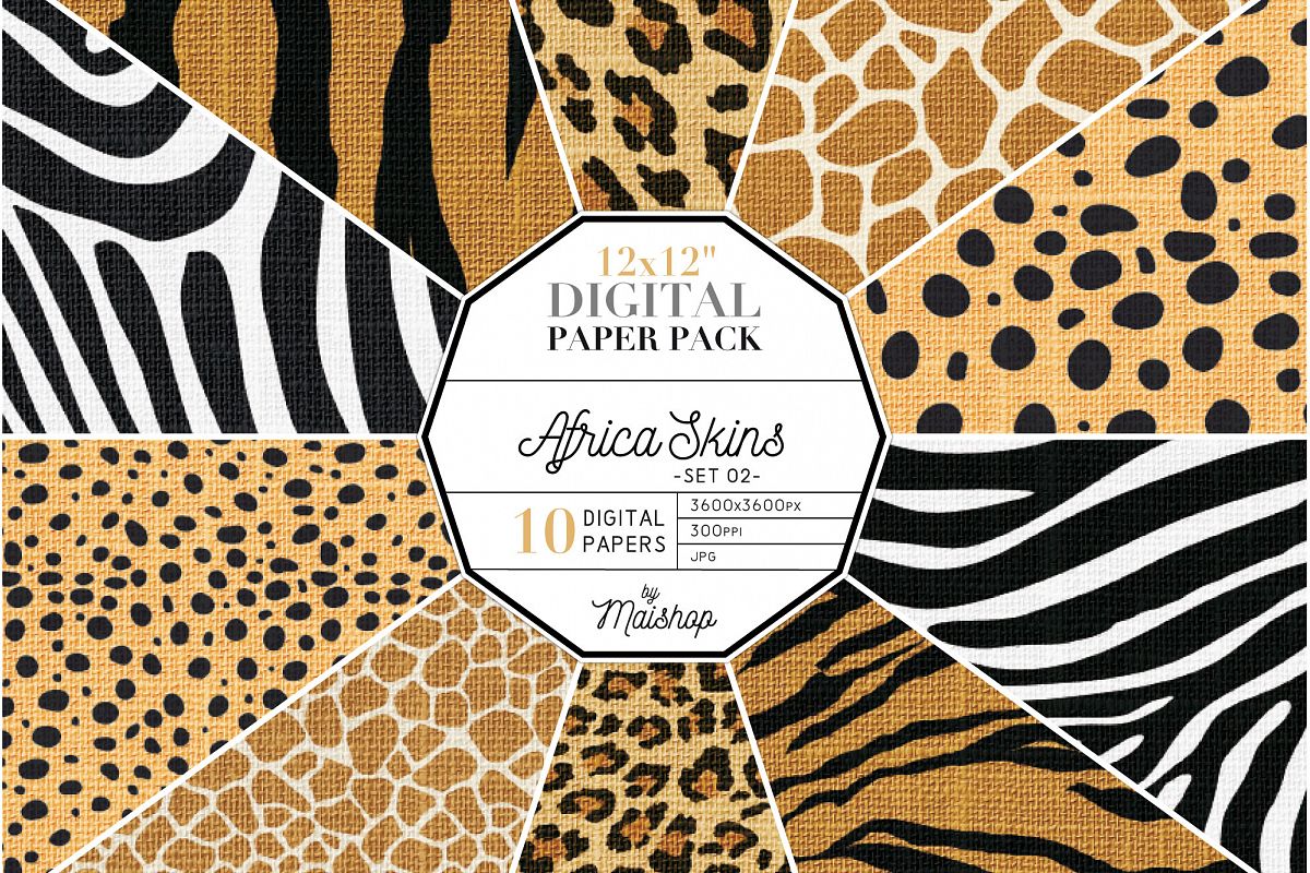 Digital Paper Pack "Africa Skins" Set 02 example image 1