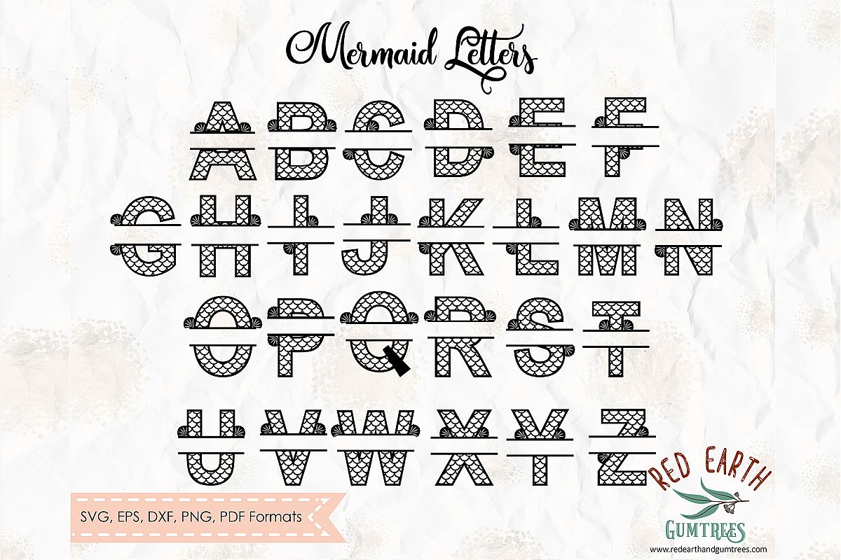 Download Mermaid Split letters in SVG,DXF,PNG,EPS,PDF formats ...