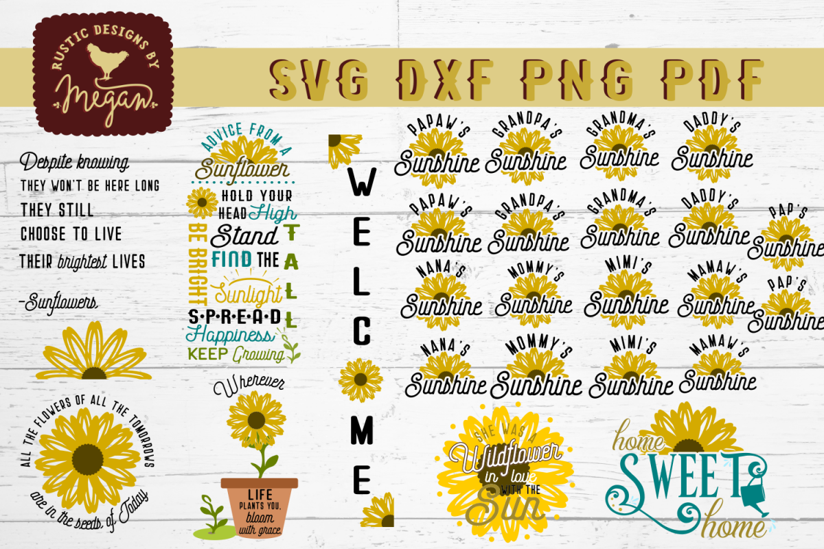 Sunflower SVG DXF Bundle Cut Files example image 1