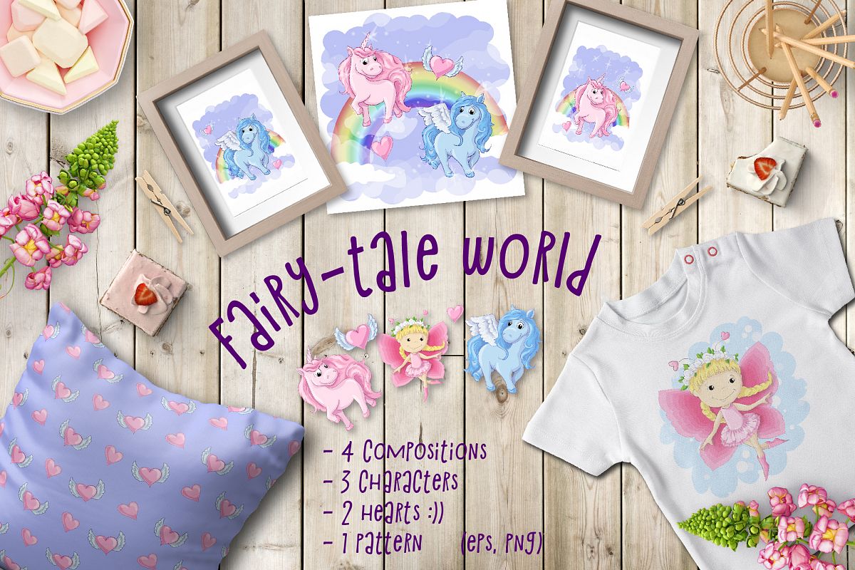 Fairy-tale world patterns, cards and items. example image 1