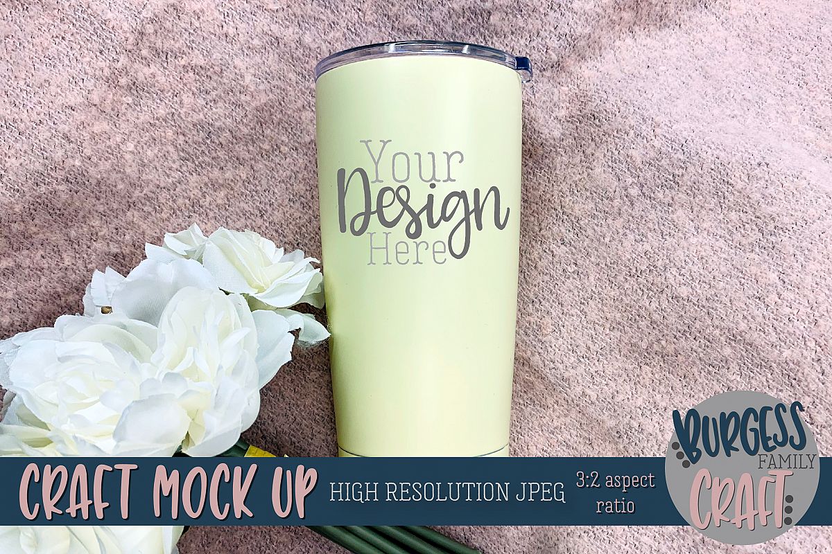 Stainless steel tumbler pretty Craft mock up |High Res JPEG example image 1
