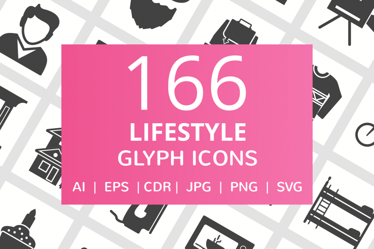 166 Lifestyle Glyph Icons example image 1