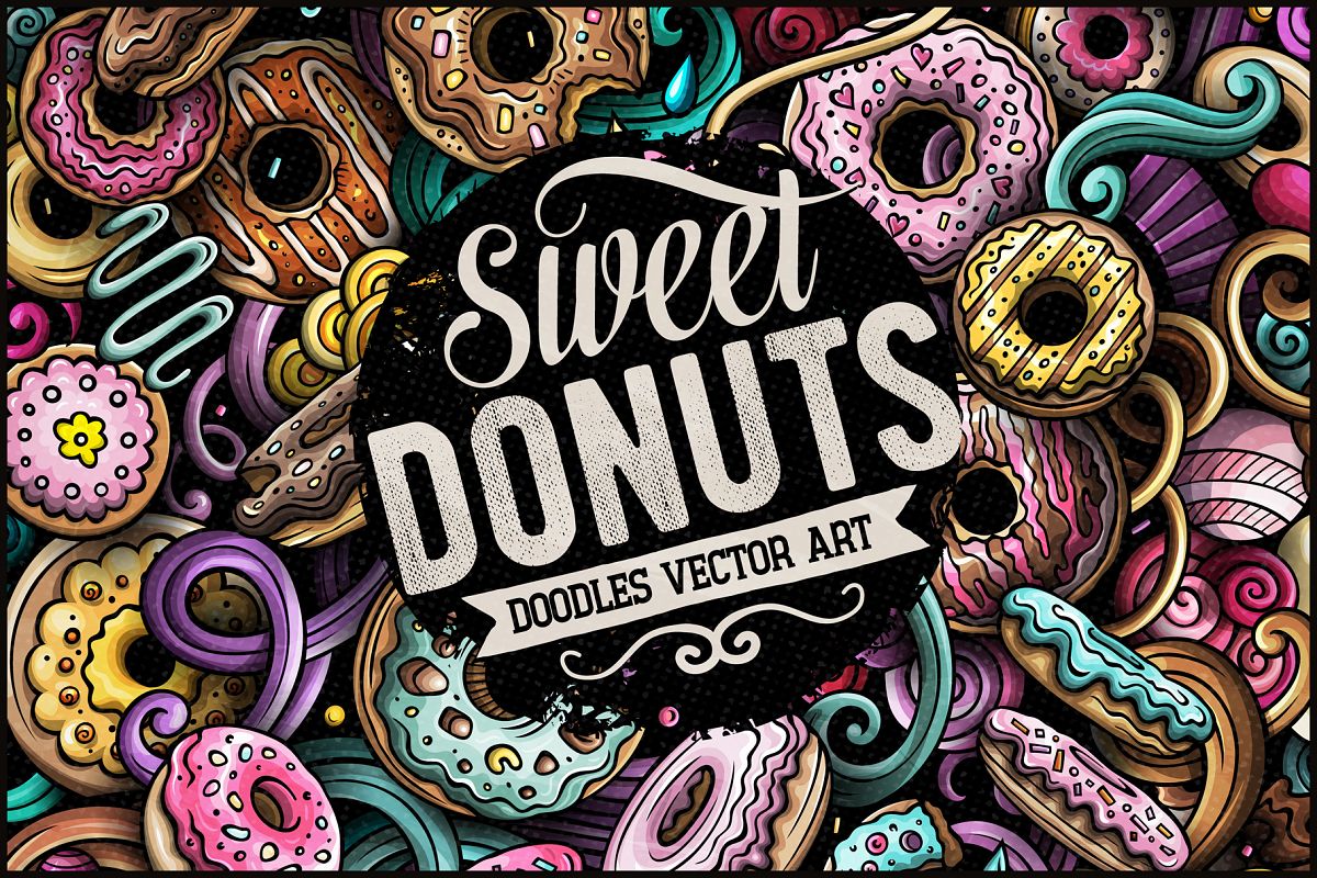 Donuts Vector Doodle Illustration example image 1
