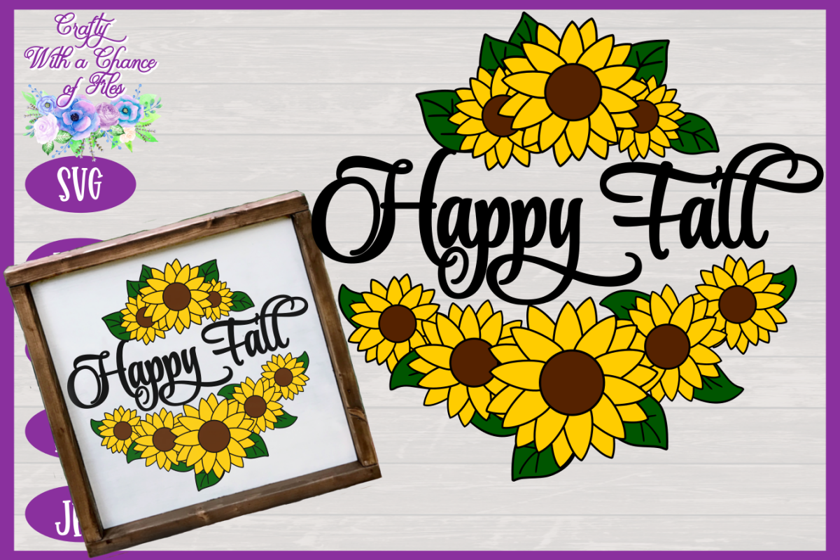 Happy Fall SVG | Autumn SVG | Sunflowers SVG | Fall SVG example image 1