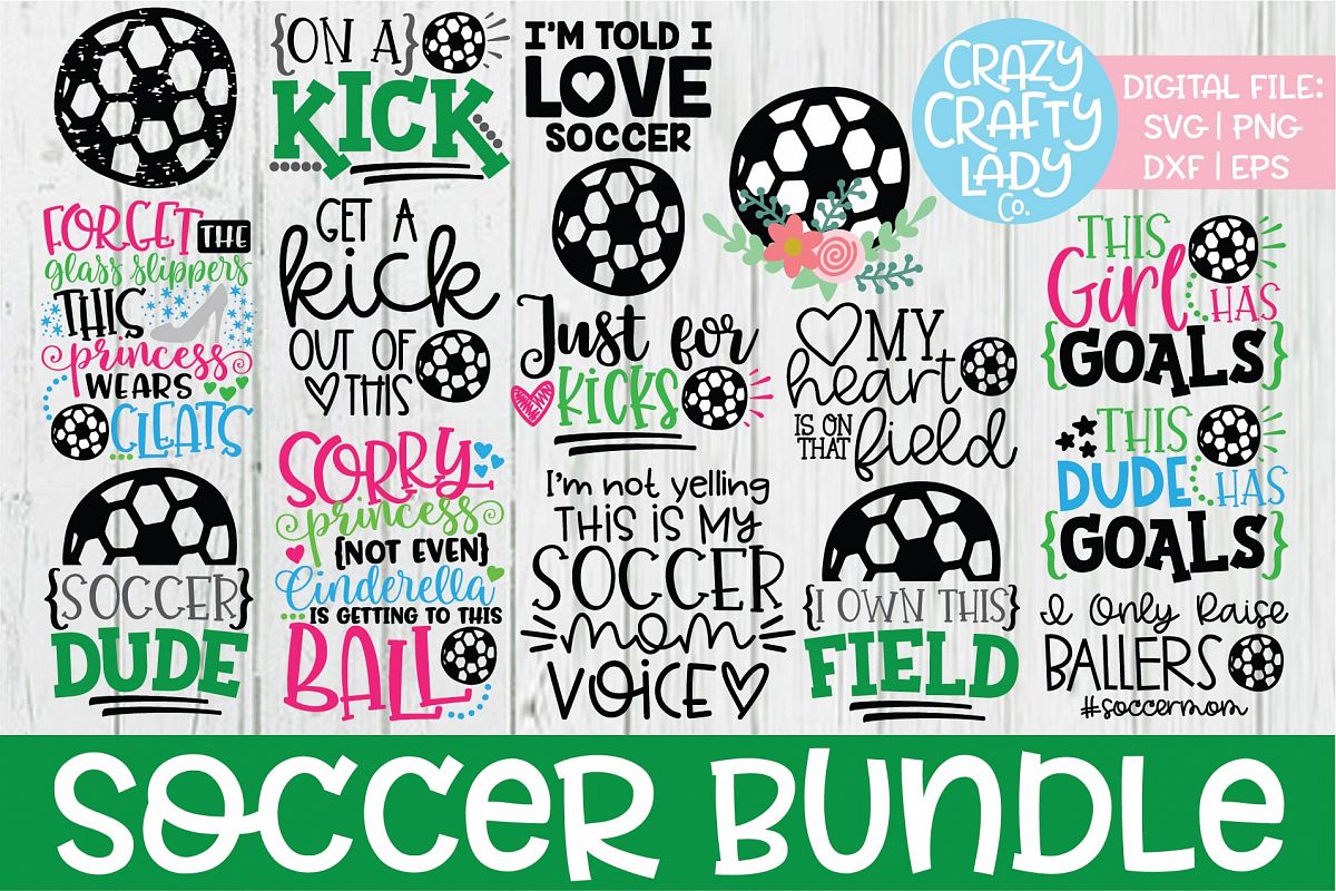 Soccer SVG DXF EPS PNG Cut File Bundle example image 1