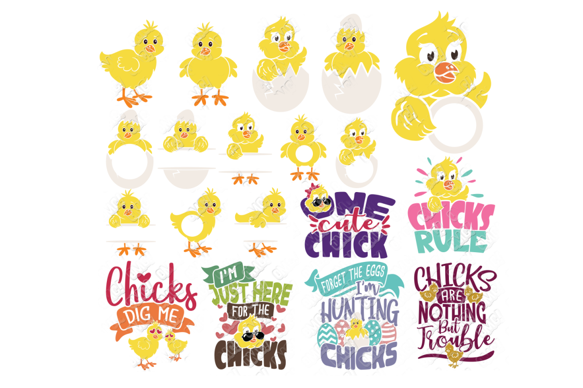 Easter Chick SVG Monogram Quotes in SVG, DXF, PNG, EPS, JPEG example image 1