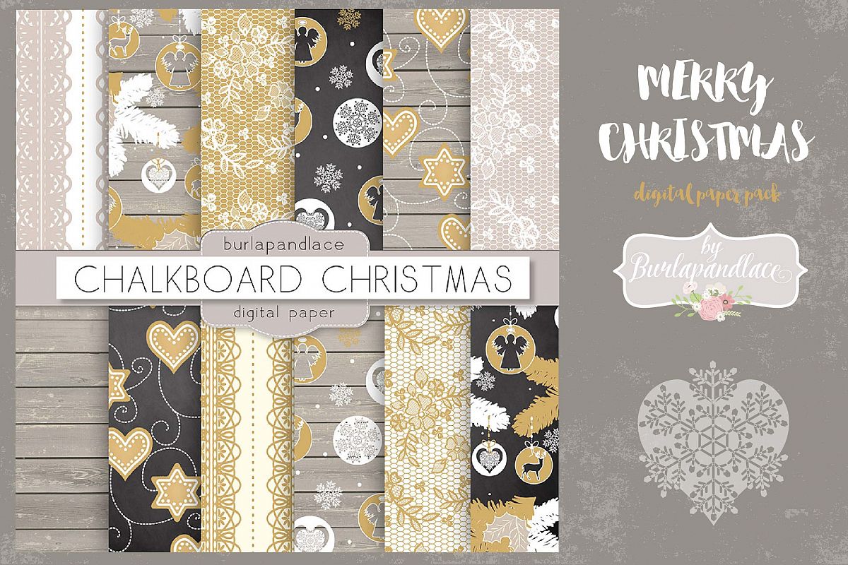 Merry Christmas digital paper pack example image 1
