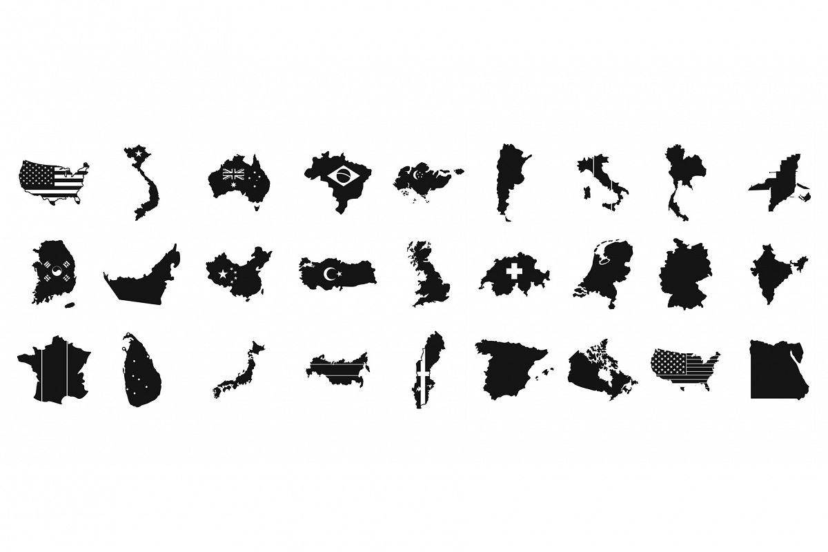 Landmark icon set, simple style example image 1