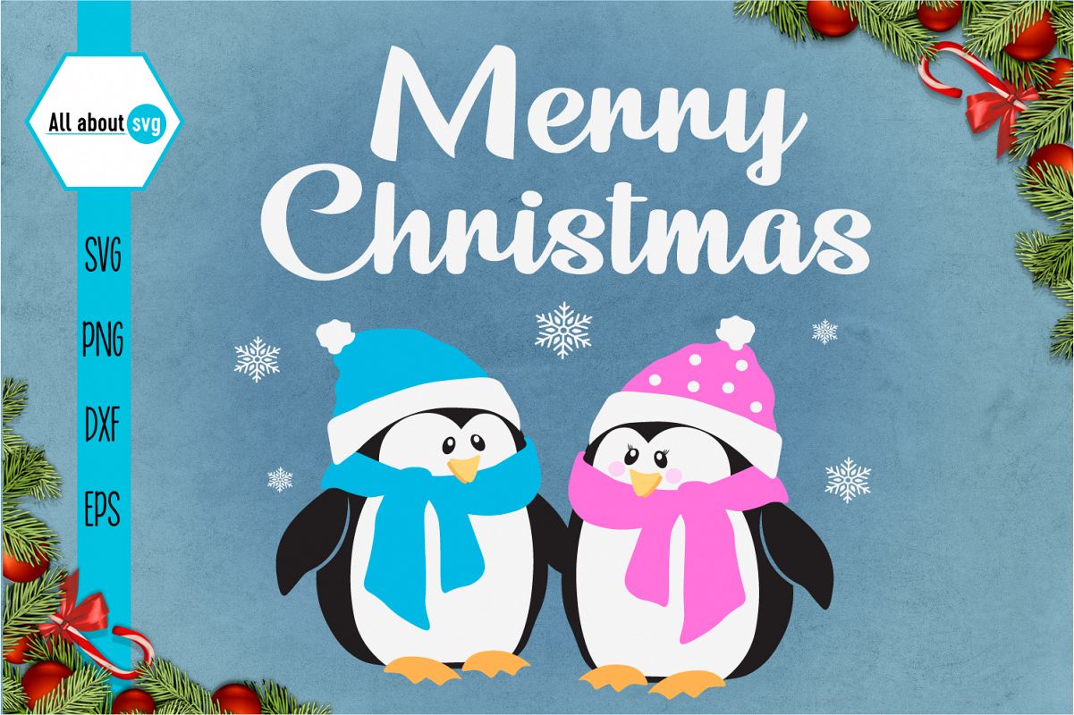 Merry Christmas Penguins Svg example image 1
