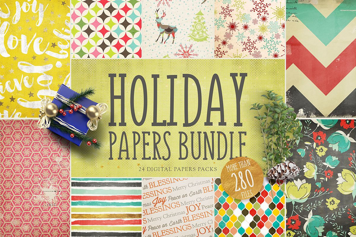 Holiday Digital Papers Bundle example image 1