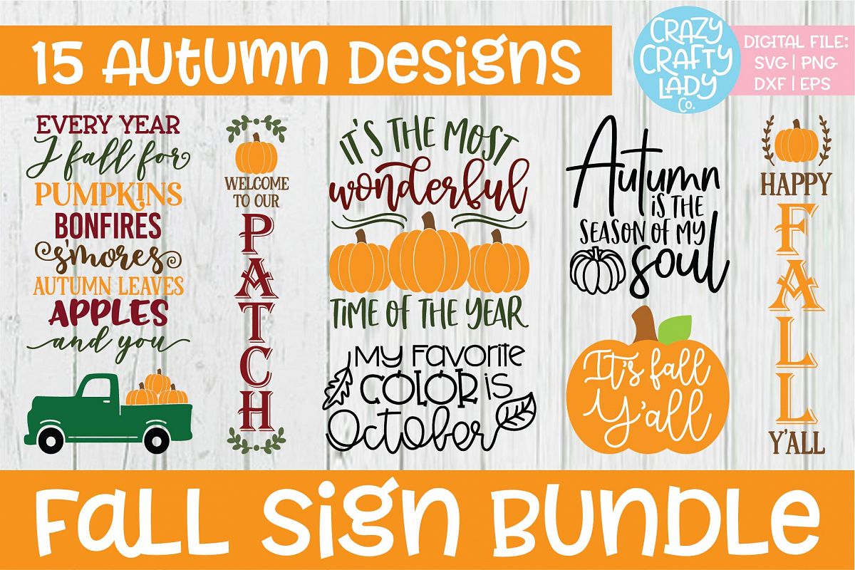 Fall Sign SVG DXF EPS PNG Cut File Bundle example image 1