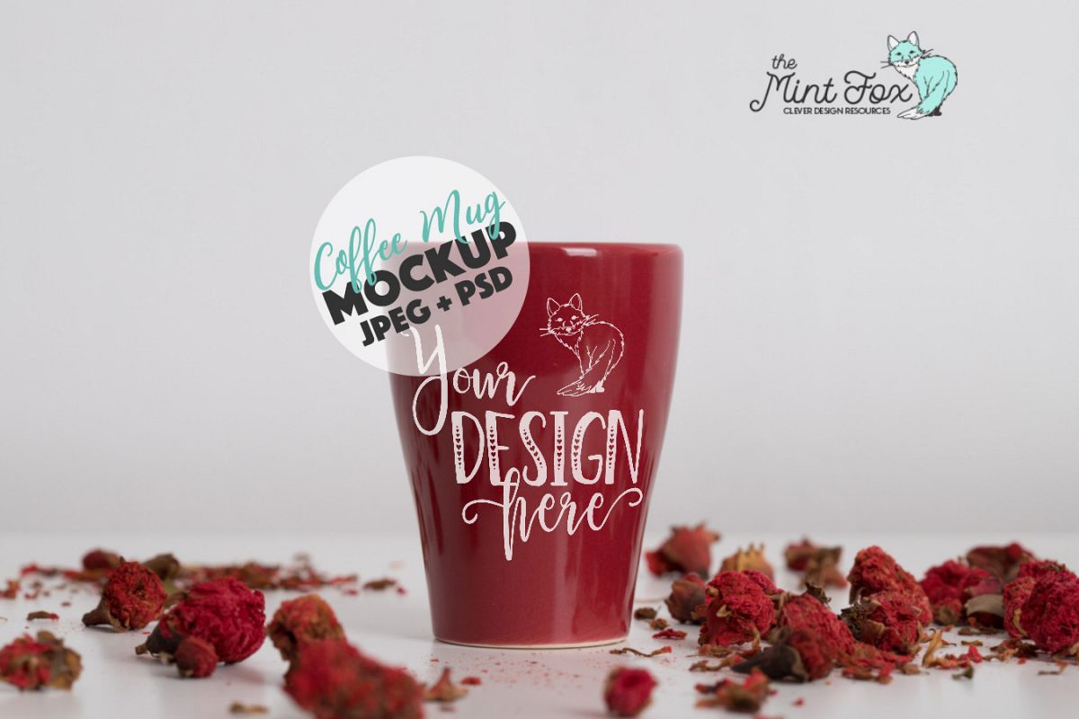 Coffee Cup Mockup | PSD & JPG Coffee Mug with Flowers example image 1