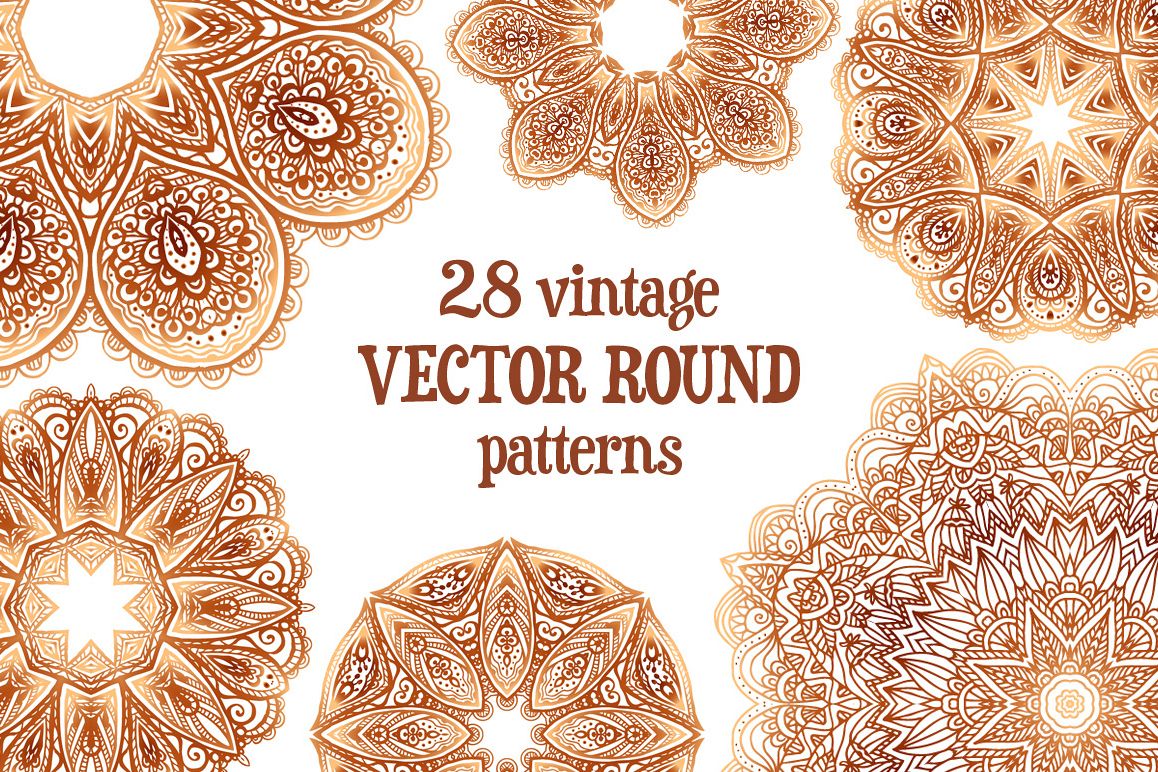 Set of 28 vintage round patterns example image 1