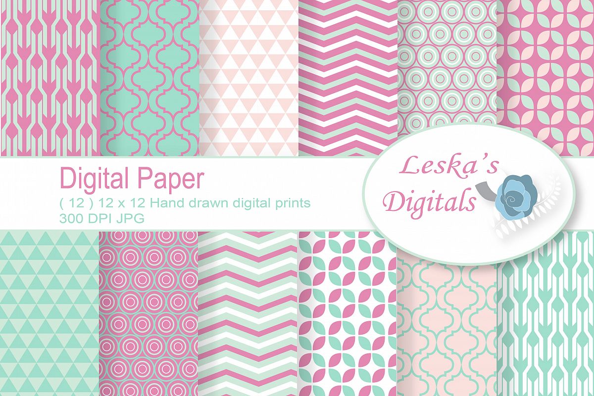 Geometric Digital Paper Patterns example image 1
