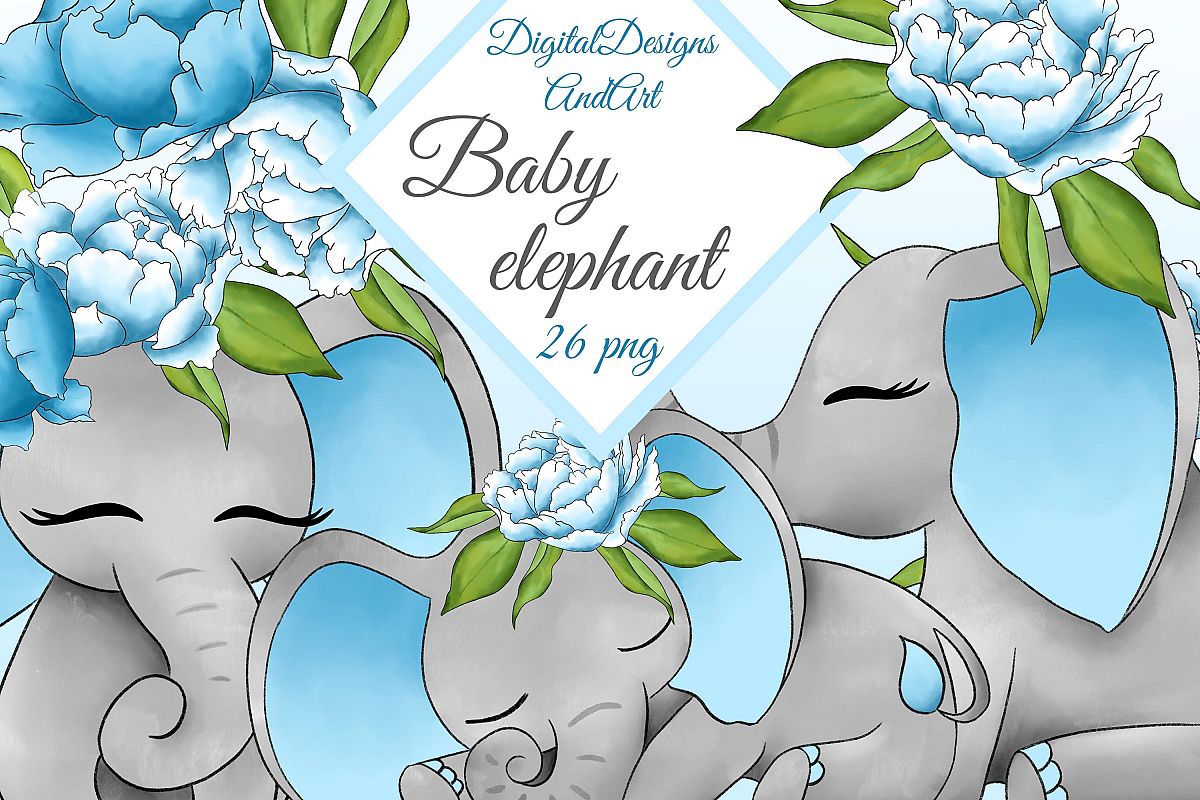 Baby elephant clipart example image 1