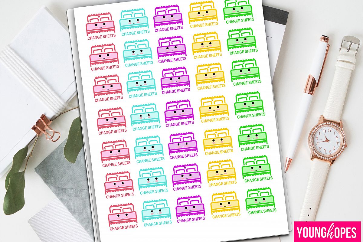 Bed Sheet Change Planner Stickers-Change Sheets Planner example image 1