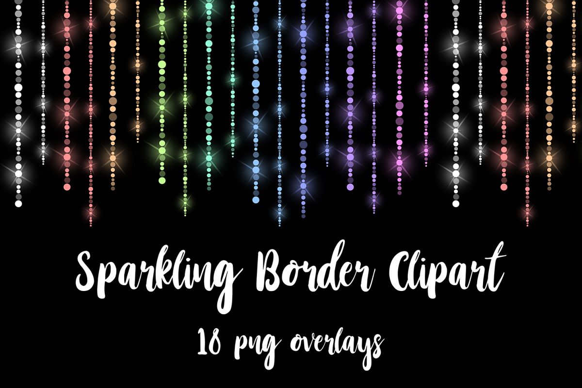 Fairy Lights Borders, Sparkle Rainbow Lines example image 1
