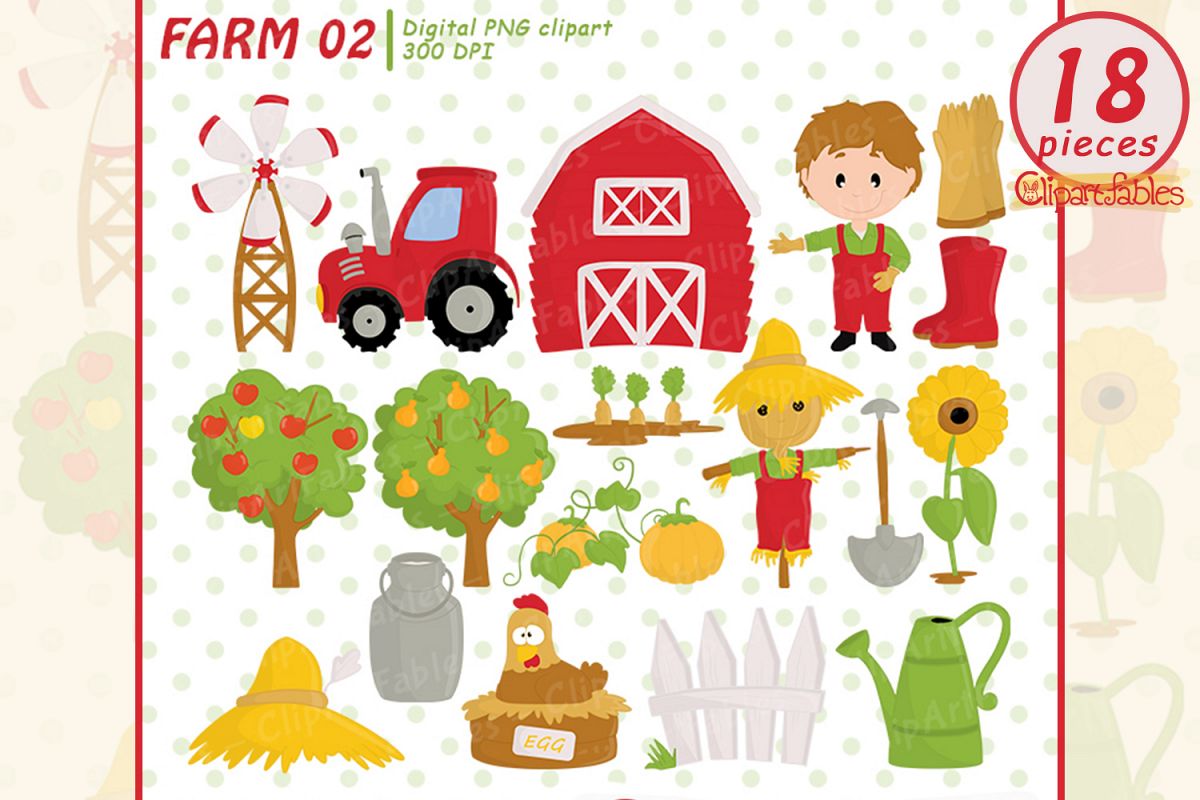 Farm clipart, barnyard clip art, Old Macdonald had a farm example image 1