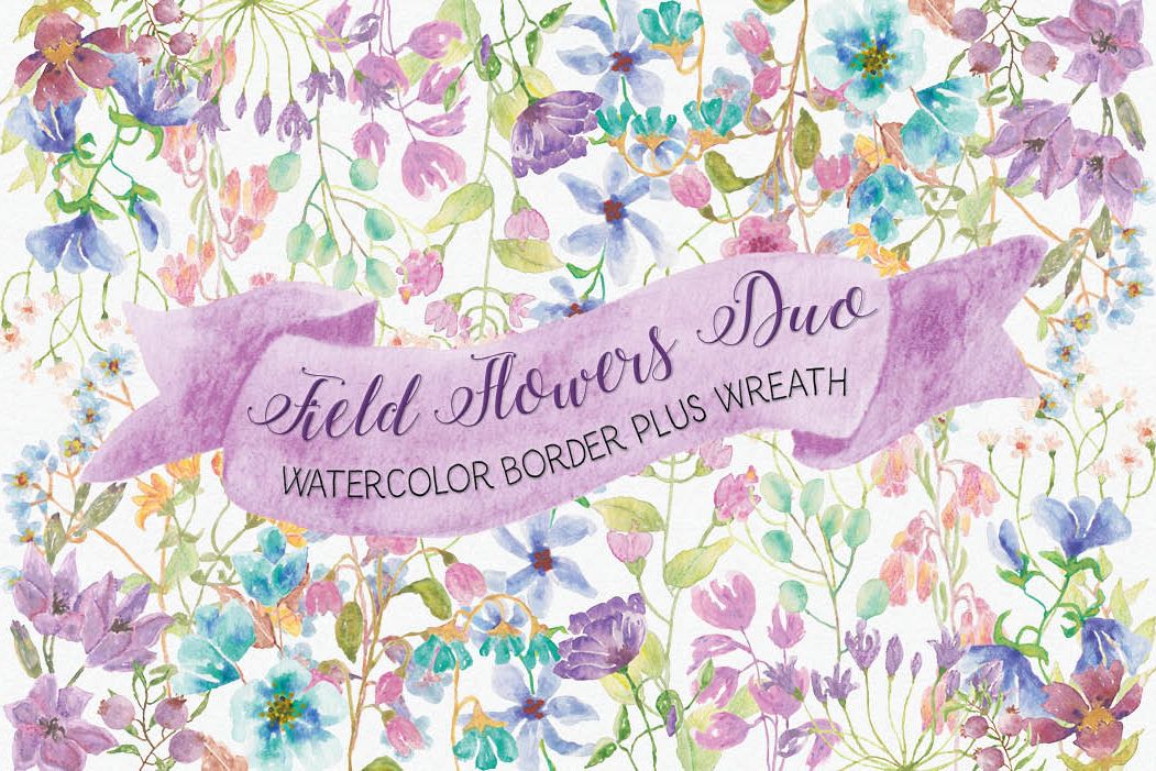'Field flowers': border plus wreath example image 1