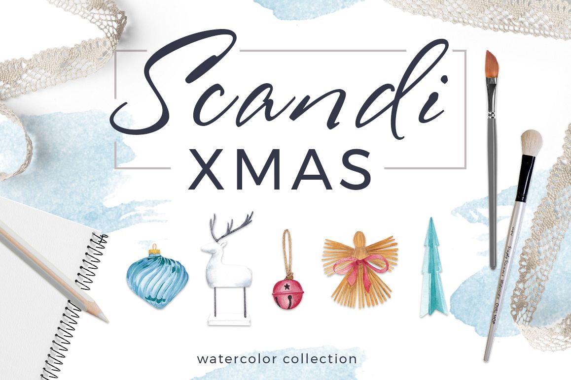 Scandi Xmas Watercolor Collection example image 1