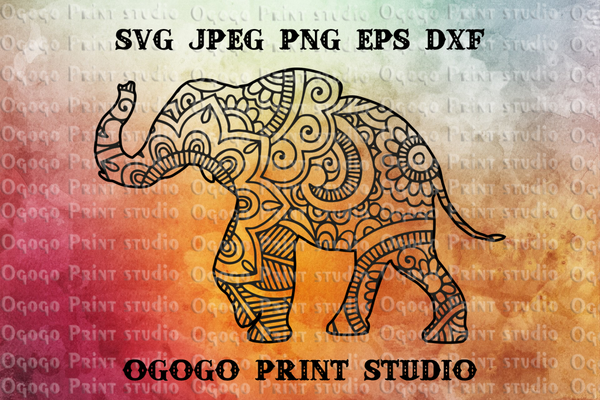 Mandala style Elephant SVG, Zentangle SVG, India svg example image 1
