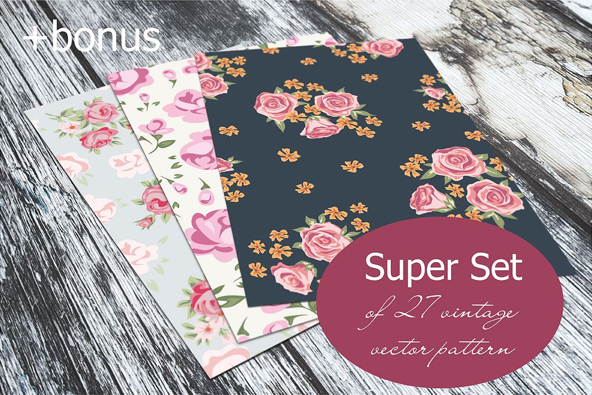 Vintage roses patterns example image 1