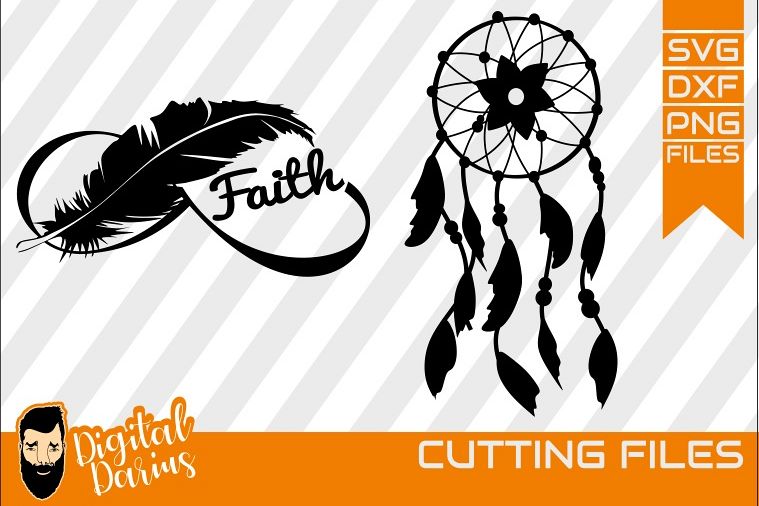 2x Faith Feather Svg, Feather svg, Digital, Dreamcatcher svg example image 1