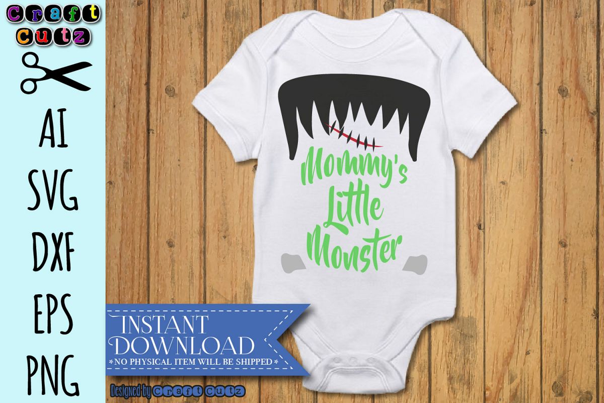 Mommy's Little Monster SVG, Frankenstein Cut File example image 1