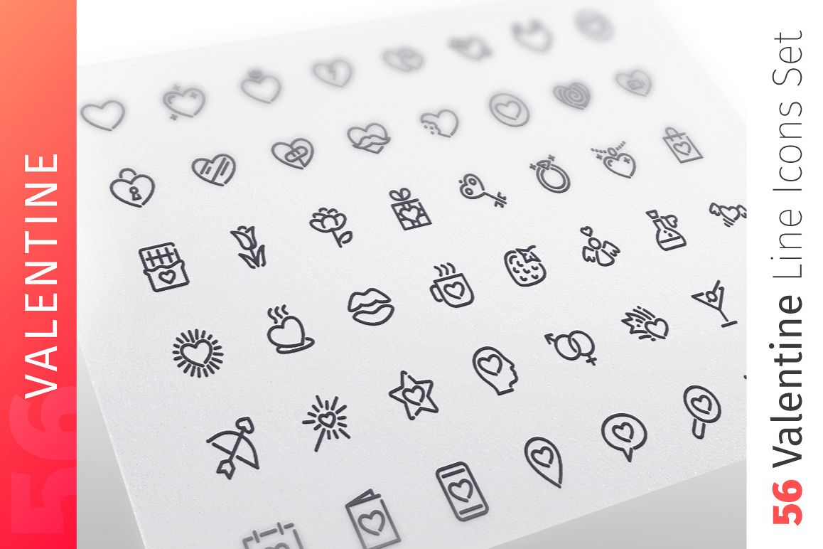 Valentine Line Icons Set example image 1