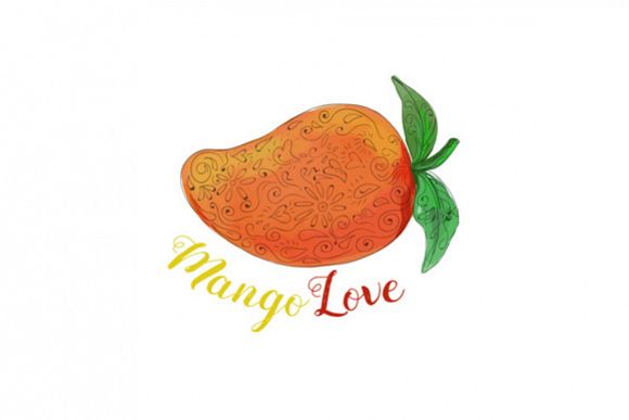 Mango Love Fruit Watercolor Mandala example image 1