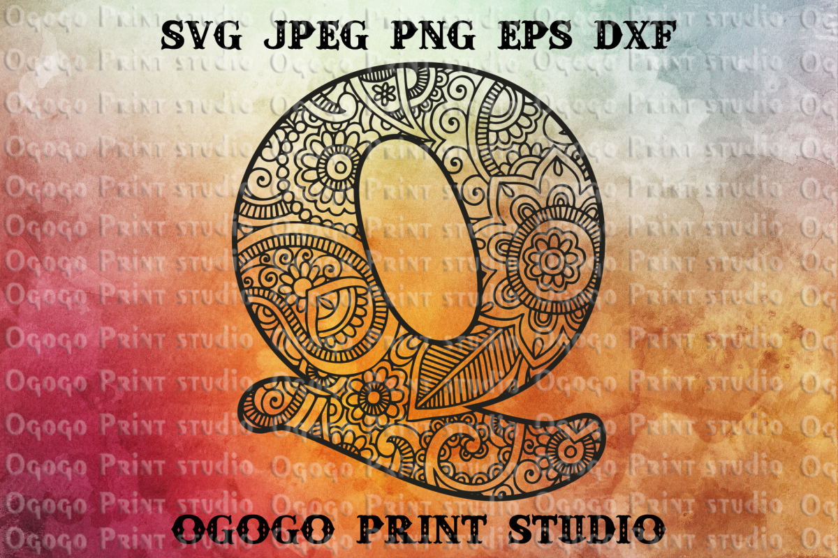 Alphabet Letter SVG, Initial svg, Zentangle SVG, Mandala svg example image 1