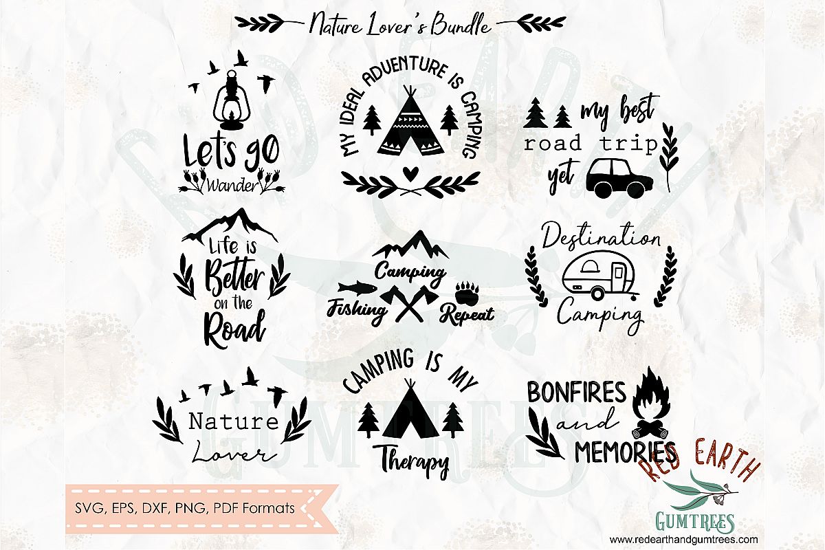Natures lover bundle, camping in SVG,DXF,PNG,EPS, PDF format example image 1