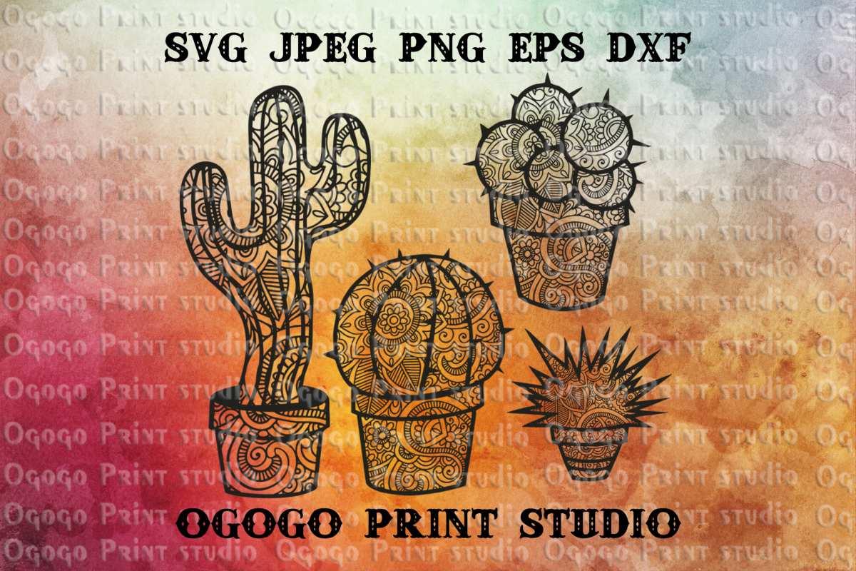 Cactus SVG, Mandala Svg, Zentangle SVG, Succulent svg example image 1