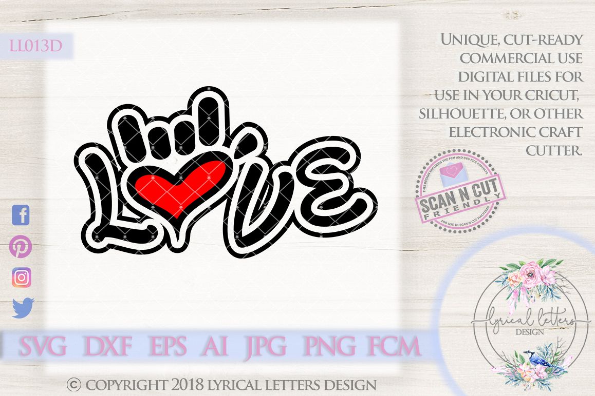 Sign-Language Love Hand Sign Wedding SVG Cut File LL013 D example image 1