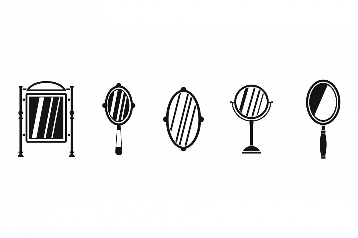 Mirror icon set, simple style example image 1