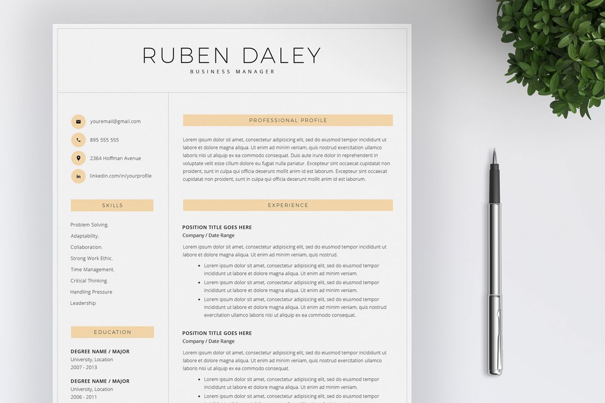 Resume Template and Cover Letter / 4 Pages example image 1