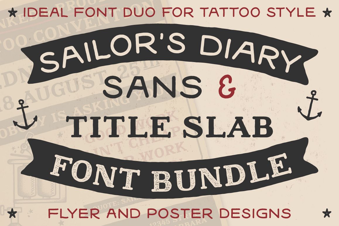 Sailors Diary Sans & Title Slab Tattoo Style Font example image 1