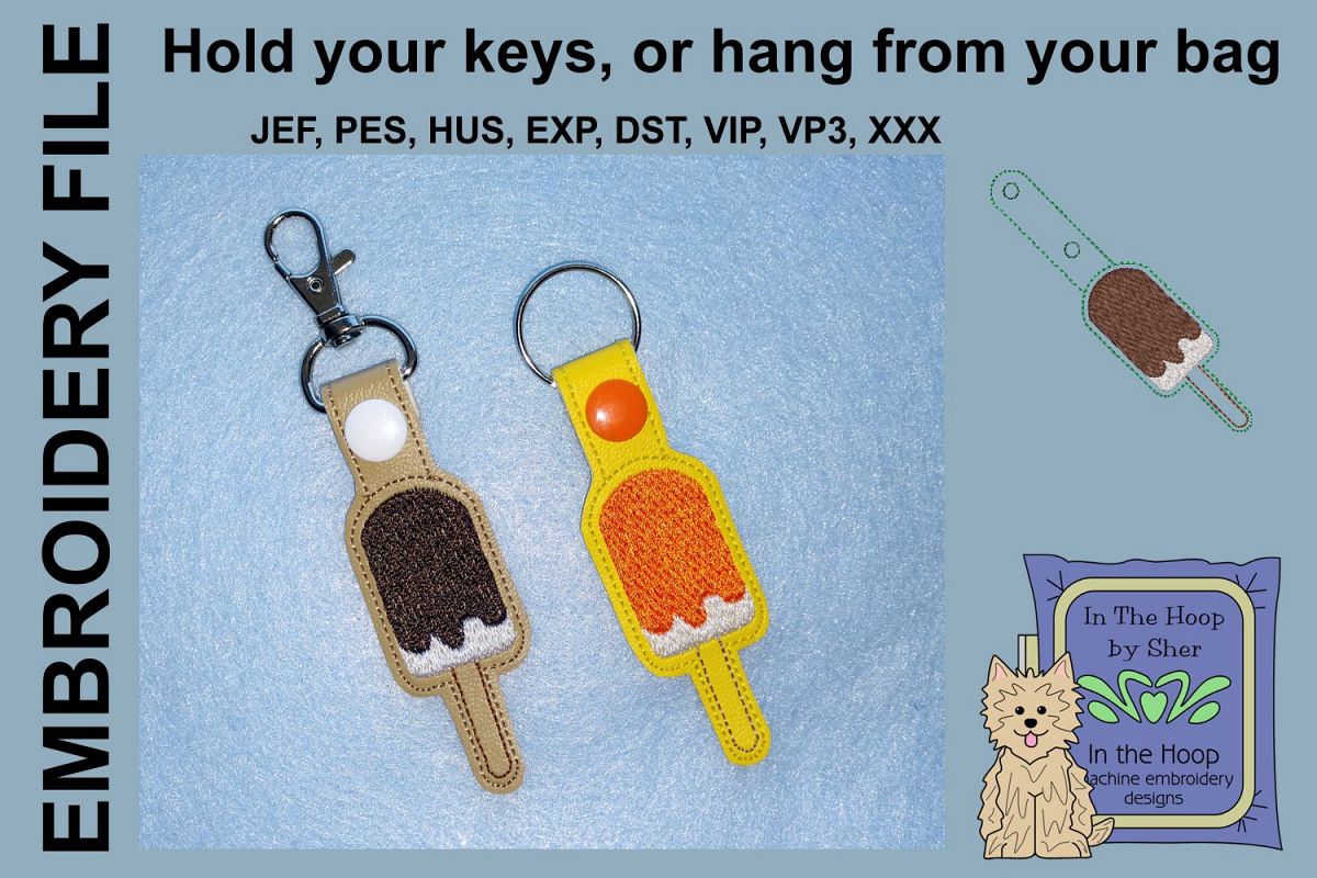 ITH Ice Cream Bar Vinyl Key Fob or Bag Tag - Snap Tab example image 1