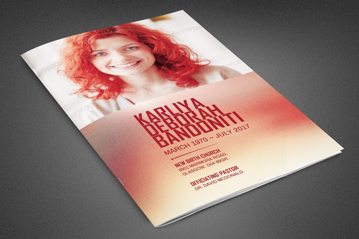 Treasured Funeral Program Template example image 1