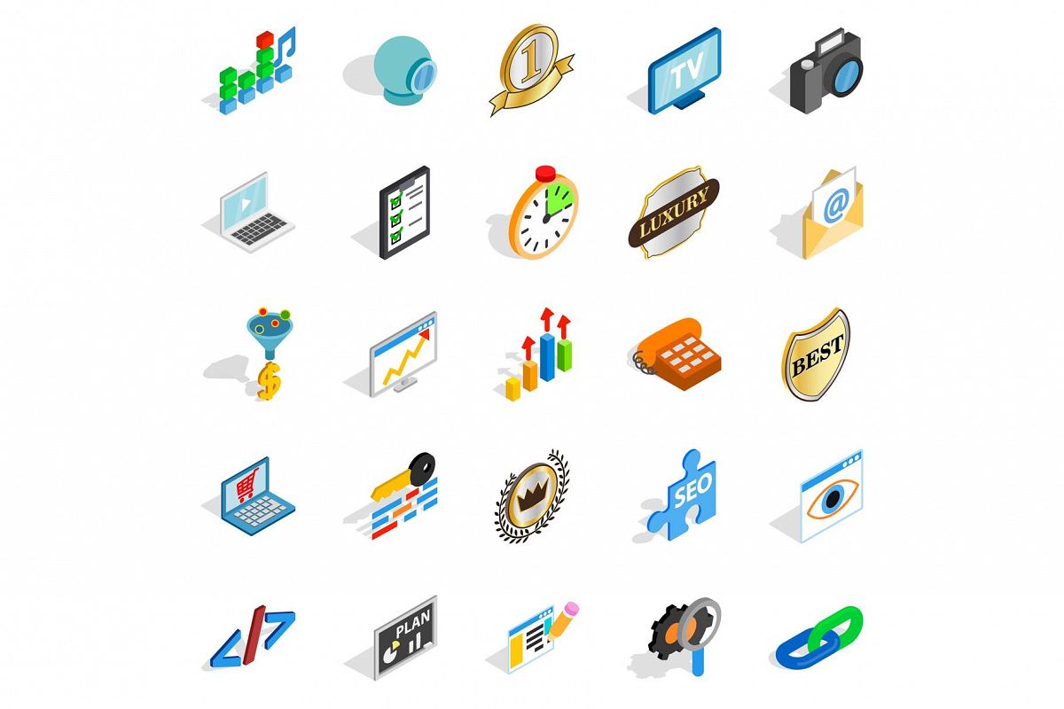 Call icons set, isometric style example image 1