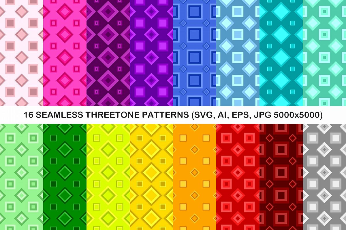 16 Seamless ThreeTone Square Patterns example image 1