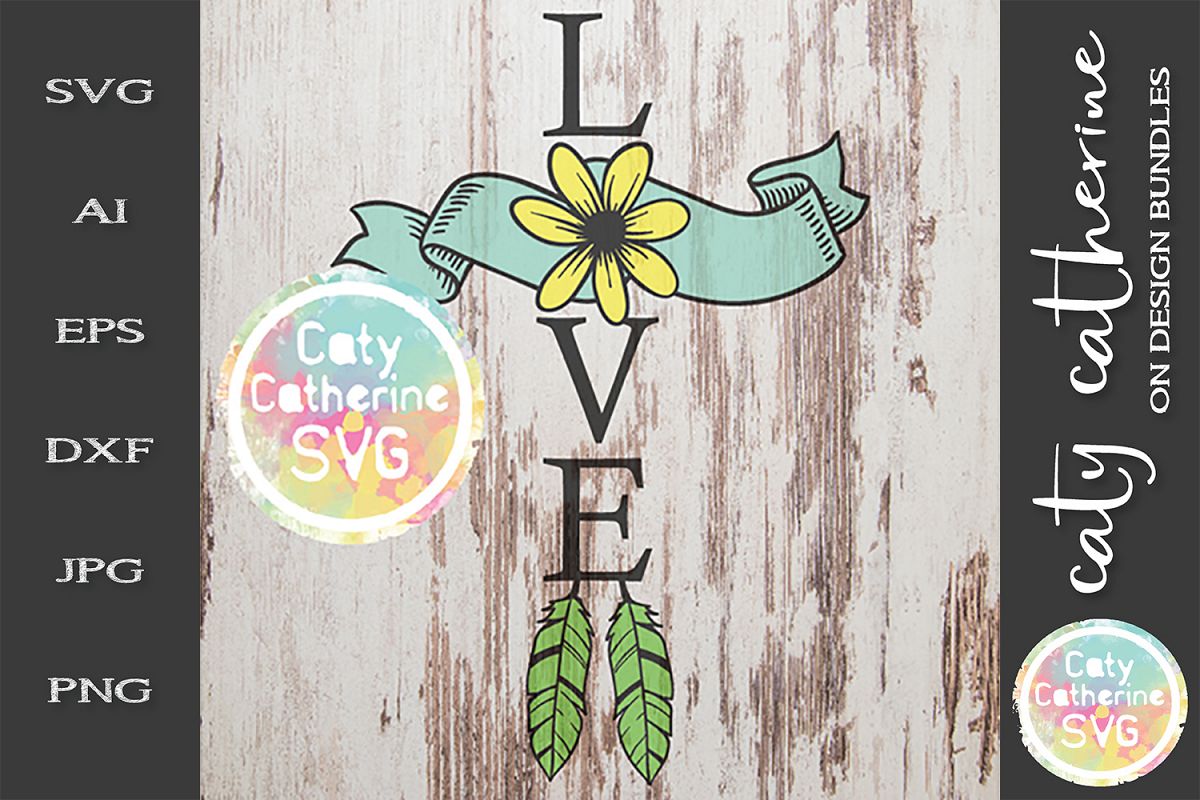Love Cross Feather Sunflower SVG Cut File example image 1
