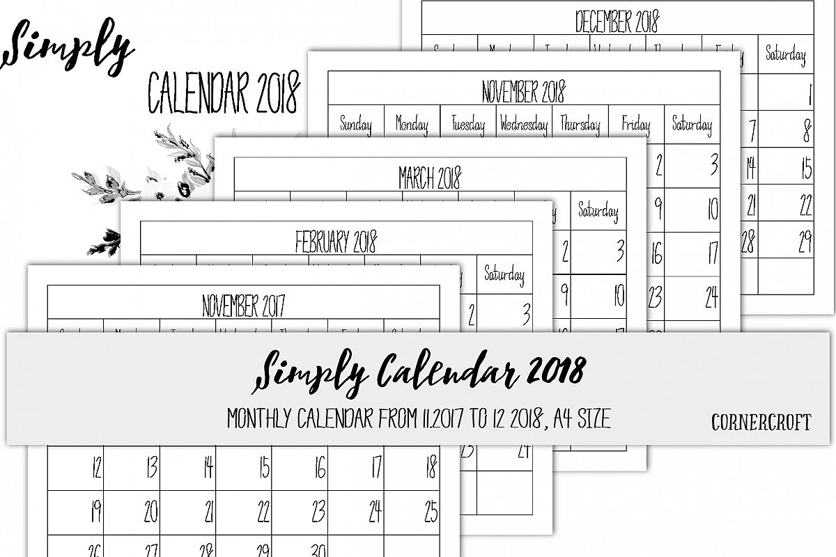 2018 Calendar Simply Calendar example image 1