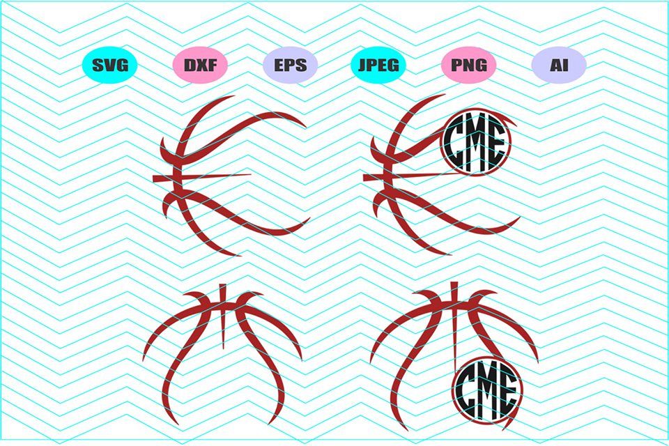 Basketball outline Svg Dxf Eps Png Jpg Ai Cut Vector Vinyl example image 1