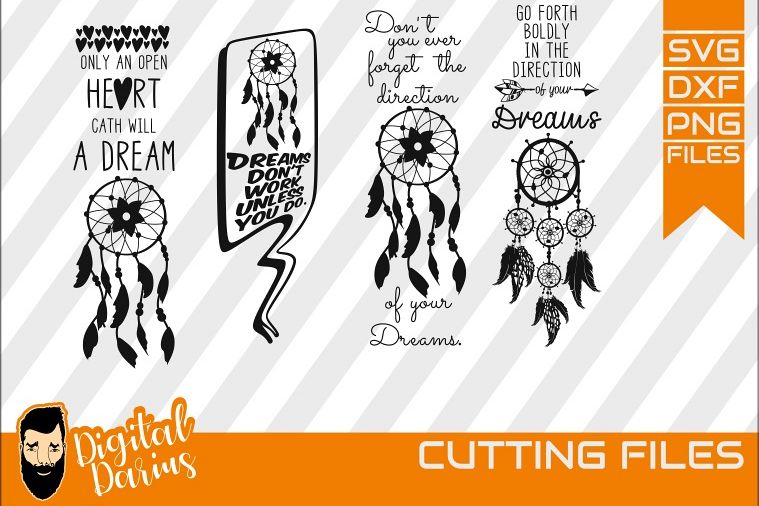 4x Dreamcatcher svg, Feather svg, Dreams svg, Heart svg example image 1