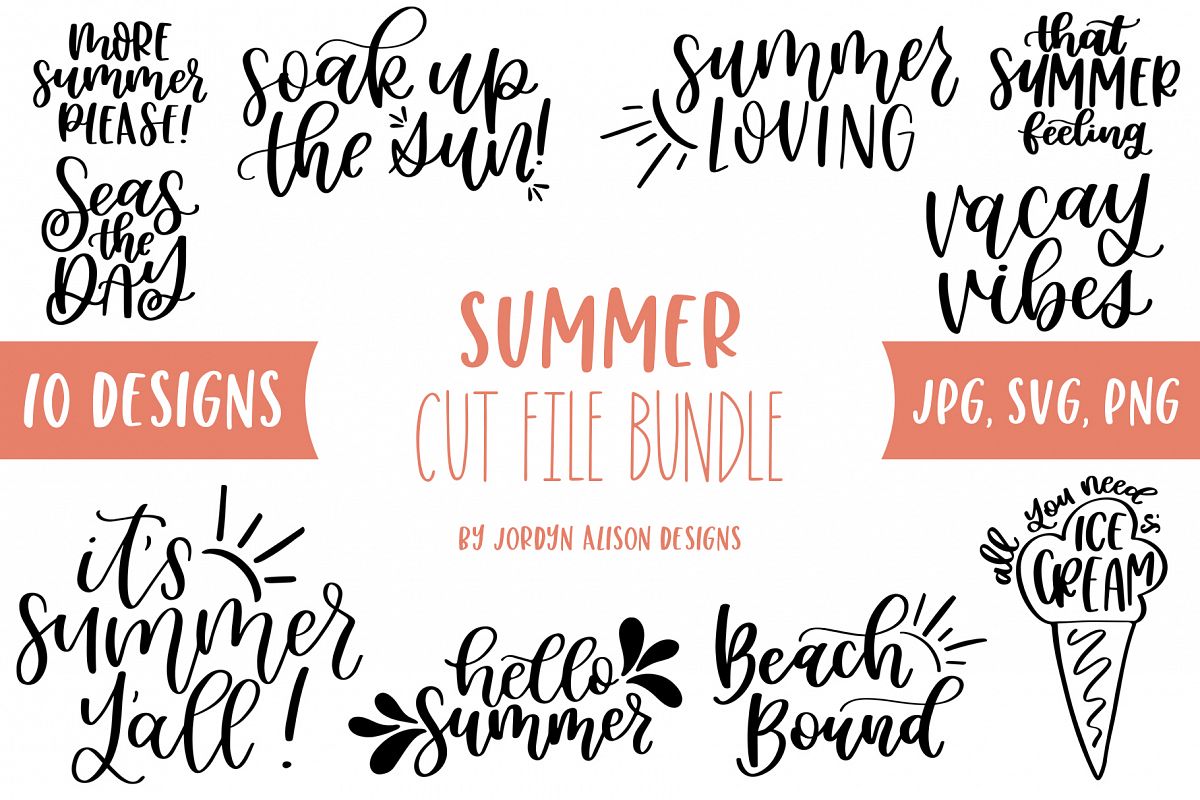 10 Summer SVG Bundle, Hand Lettered SVG Cut Files example image 1