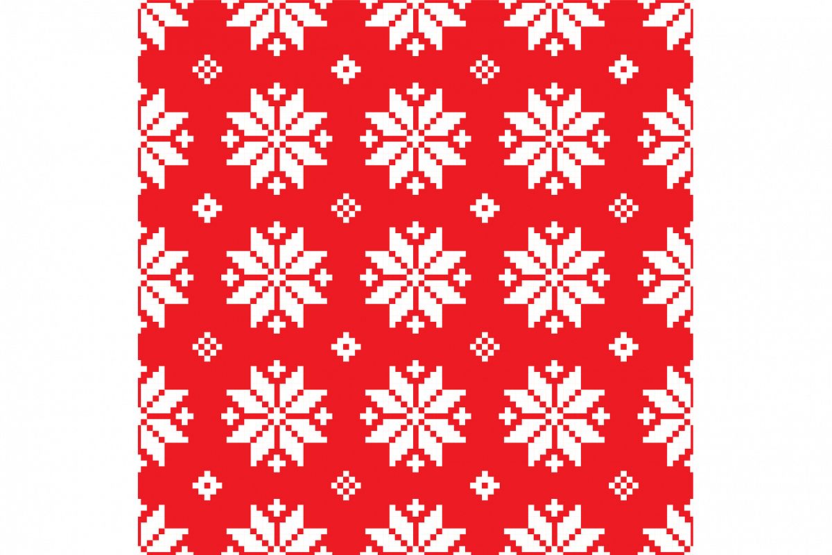 Seamless vector background with Norwegian snowflakes. Print. Cloth design, wallpaper. example image 1