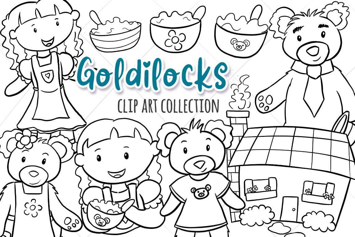Goldilocks and the Three Bears Digital Stamps example image 1