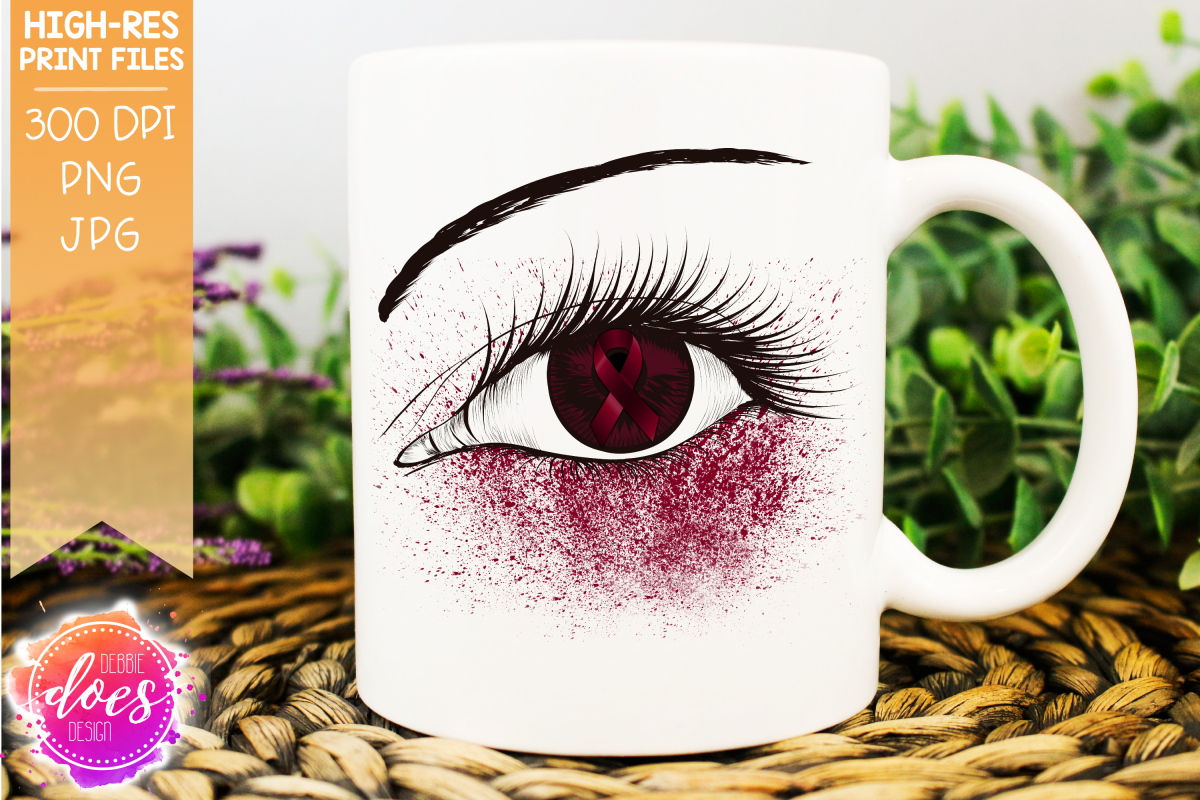 Burgundy Awareness Ribbon Eye - Printable Design example image 1