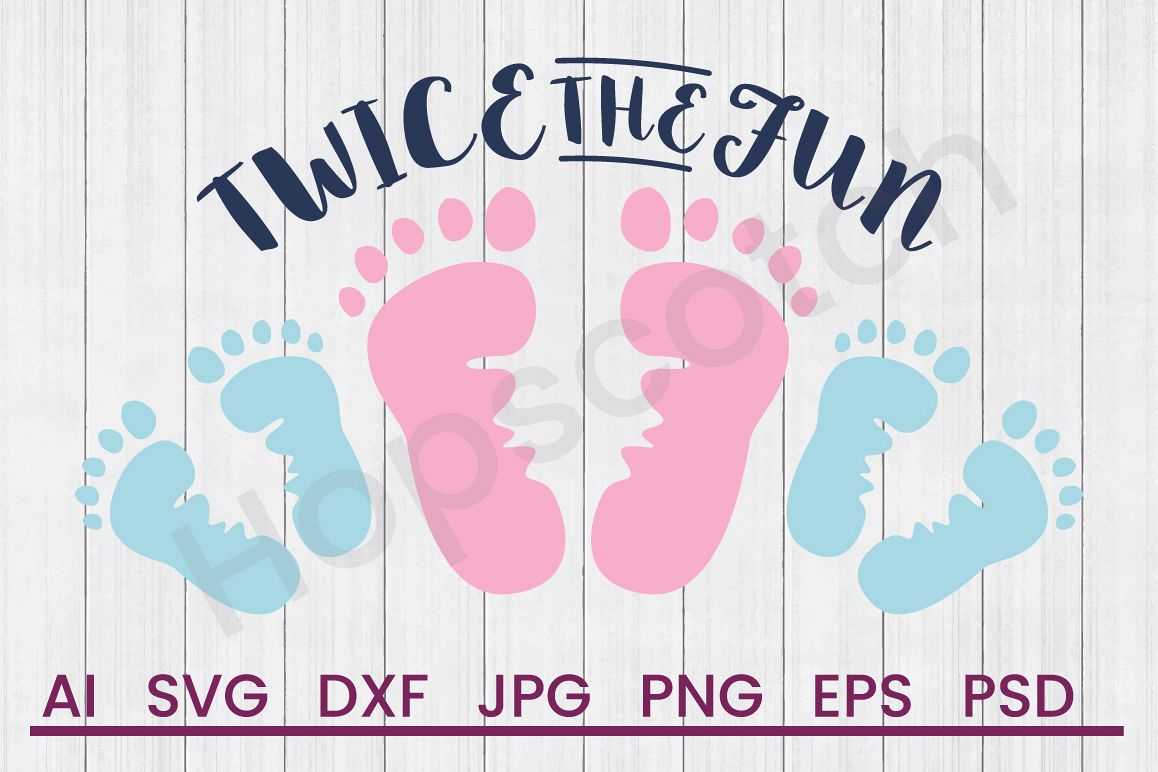 Footprints SVG, Twice The Fun SVG, DXF File, Cuttatable File example image 1